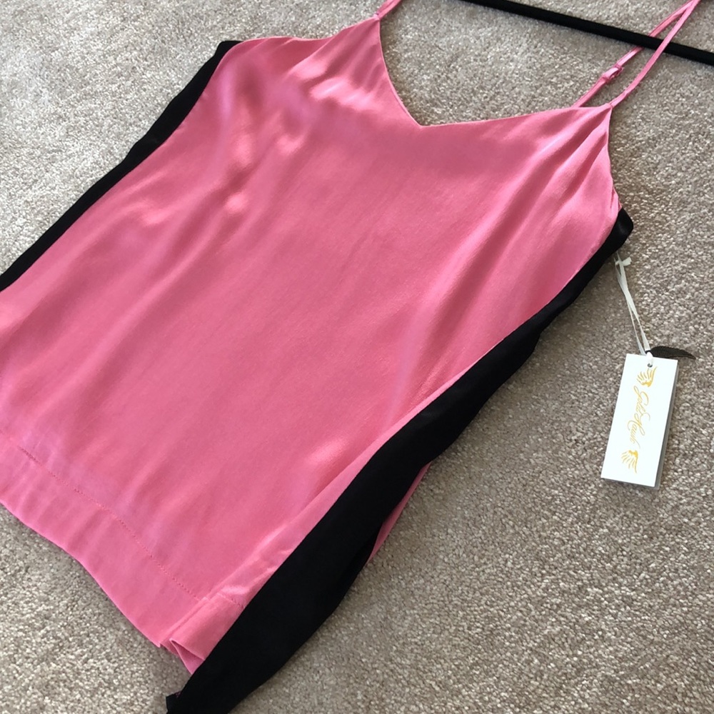 Gold Hawk Pink & Black Side Stripe Haley Cami; Luxurious Fabric NWT  Small